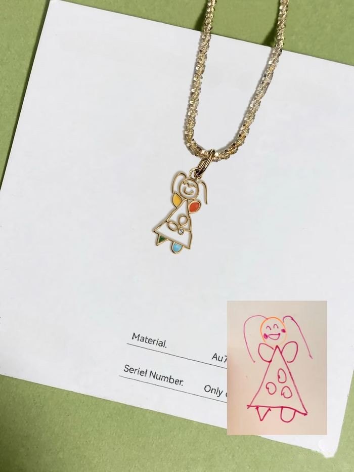 Girl in a dotted dress as an outline pendant