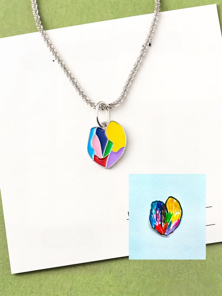 Rainbow marker heart as an enamel pendant